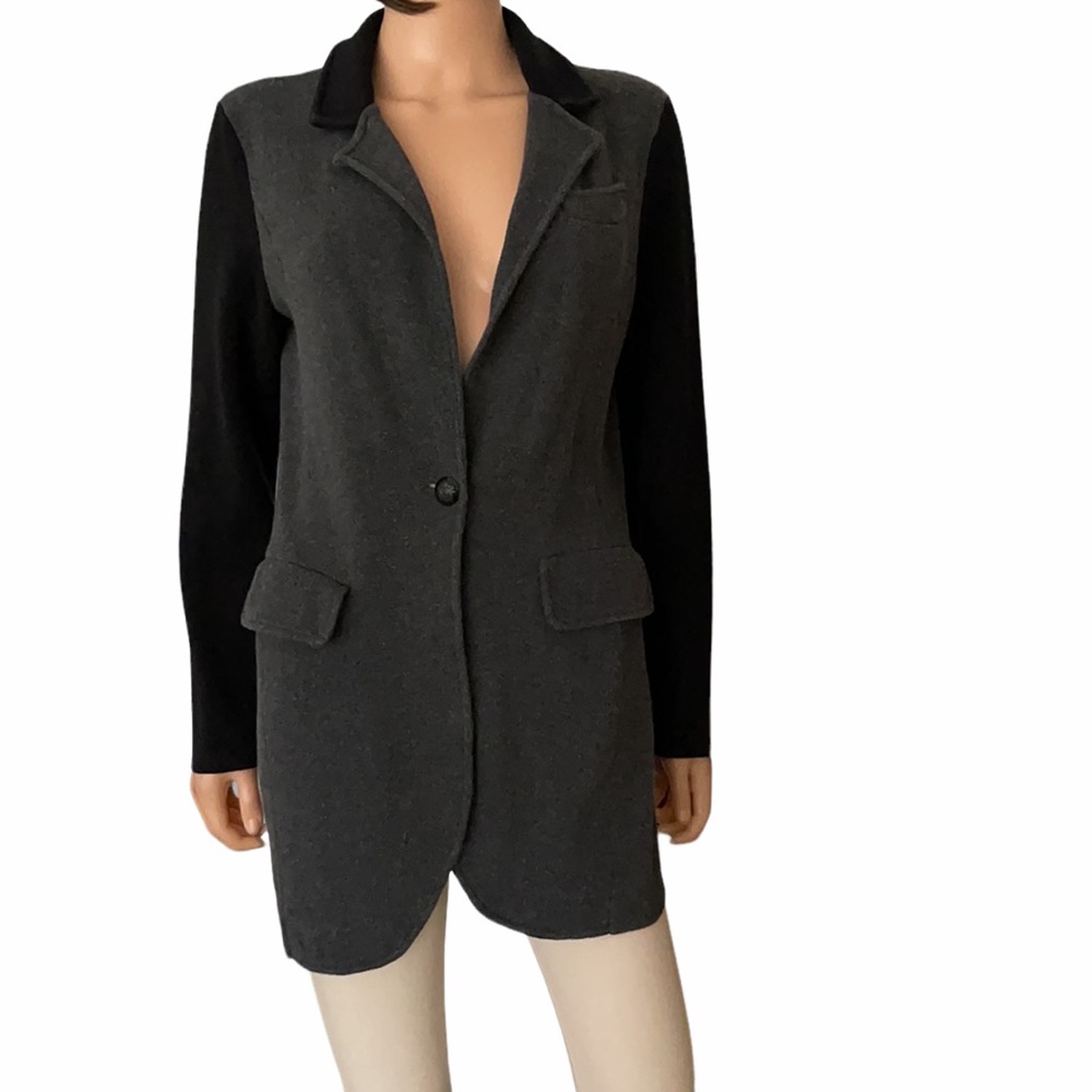 Lauren Ralph Lauren gray black sweater blazer